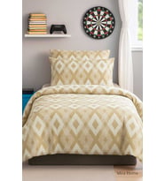 Zigzag Desenli Sarı Pamuklu Tek Kişilik Nevresim Takımı (Çok Renkli)