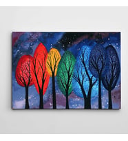 Ağaçlar ve Yıldızlar Modern Sanat Kanvas Tablo