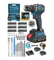 E-013 Blue Ex-520 Kömürsüz Motor Darbeli Çift Akülü Vidalama Matkap 84 Pcs