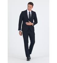Siyah Kırlangıç Yaka 6 Drop Slim Fit Tam Astar Esnek Takım Elbise 1001250011