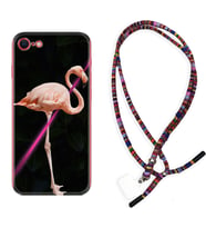 Apple iPhone 5 6 7 8 Plus Se XR Kılıf Boyun Asklı Rasta Silikon Line Filamingo 1776