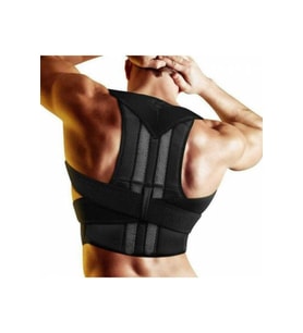 Unisex Siyah Balenli Ortopedik Sporcu Boydan Dik Duruş Korsesi