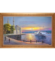 EV İŞYERİ OFİS İÇİN ALTIN ÇERÇEVELİ PASPARTULU TABLO VB640