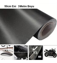 Karbon Fiber Folyo Hava Kanallı Araç Döşeme Direksiyon Telefon Kaplama Folyosu Siyah 50 Cm X 3 Metre