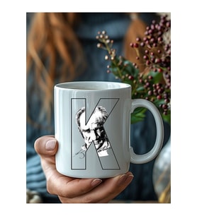 Öğretmenler Günü Atatürk Detaylı Harf Kişiye Özel Seramik Kupa Mug - Hediyelik Kupa (Beyaz)