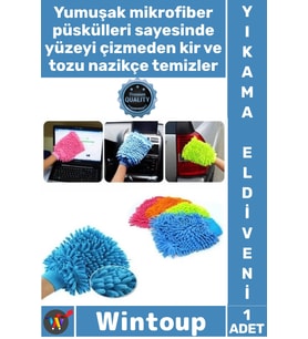 #Eldiven Yumuşak Püsküllü Çizmez Yüksek Emiş Güçlü Boya Koruyucu Mikrofiber Araç Yıkama Eldiveni