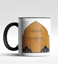 Kişiye Özel İmam Tasarımlı Siyah Kupa (Siyah - Beyaz)