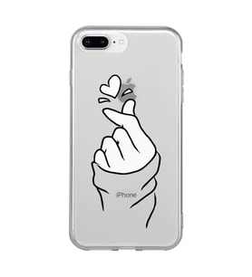 Iphone 7 Plus / 8 Plus Uyumlu Kalp Desenli Şeffaf Telefon Kılıfı