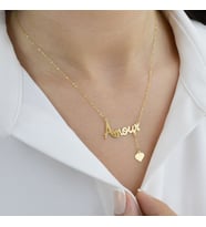 Kişiye Özel 925 Ayar Gümüş Amour Kalp Sallantılı Kolye