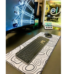 70 x 30 cm Desenli Dikişli Kaydırmaz Taban Speed Hızlı Yüzey Mousepad Masa Matı (Beyaz-Siyah)