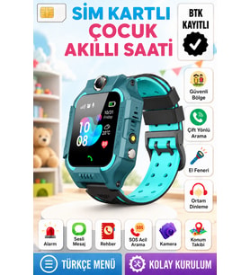 Akıllı Çocuk Saati Uyumlu Sim Kartlı Ve Lbs Konum Özellikli Kayıtlı Sesli Görüşme Canlı Takip