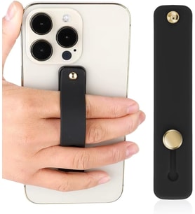 Cep Telefonu Kılıfı Bandı Kayışlı Silikon Tutamaç Telefon Tutucu Yatay Stand Sticker Siyah