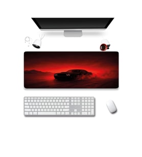 SonicTouch Klavye Mousepad 32x70cm Dikişsiz Pürüzsüz Sıvı Geçirmez Kaymaz Taban Kızıl Drift