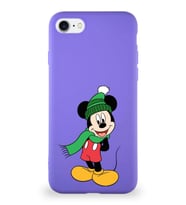 Apple iPhone SE 2020 Soft Premier Kapak Mickey Mouse-G Tasarımlı Silikon Kılıf - Mor (Şeffaf)