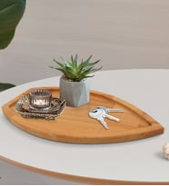 BK Gift Kayık Tasarımlı Doğal Masif Ahşap Masaüstü Organizer