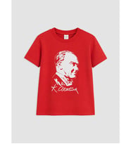 LCW Kids Kırmızı Atatürk Baskılı Erkek Çocuk Tişört