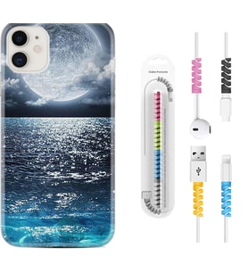 Apple iPhone 11 12 13 Mini Kılıf Kablo Koruma Spiral Silikon Great Moon 1301