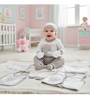 0-3 AY BEBEKLERE GAYE ORGANİK PAMUK AYICIK PANDA NAKIŞLI 10 LU SET (Vizon)