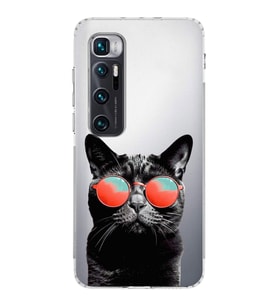 PrintiFy Xiaomi Mi 10 Pro ile Uyumlu Kedi 3 Kamera Korumalı Şeffaf Kılıf