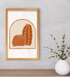 BK Gift  Kaktüs Tasarımlı Dekoratif Retro Ahşap Çerçeveli Tablo-23