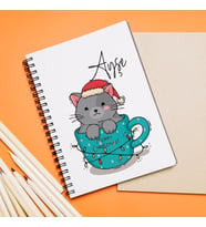 Mutlu Yıllar & Merry Christmas & Yılbaşı & Kedi Tasarımlı Defter Kişiye Özel