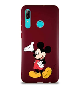 Huawei P Smart 2019 Soft Premier Kapak Mickey Mouse-C Tasarımlı Silikon Kılıf - Mürdüm (Şeffaf)