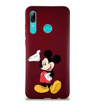 Huawei P Smart 2019 Soft Premier Kapak Mickey Mouse-C Tasarımlı Silikon Kılıf - Mürdüm (Şeffaf)