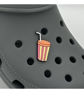 Terlik Süsü ve Aksesuarı , Çanta Süsü – Jibbitz Pipetli Çizgili Bardak Görsel Figür Aksesuar (Turuncu - Sarı)