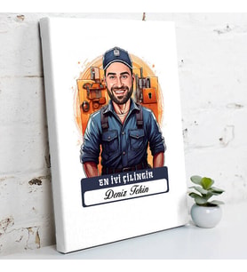 Kişiye Özel Hediye Karikatürlü En Yakışıklı Çilingir Kanvas Tablo