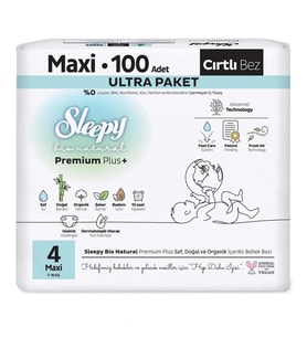 Sleepy Bio Natural Bebek Bezi Ultra Paket 4 Beden 100 Adet