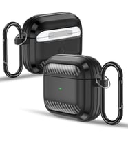 Airpods 3. Nesil (2021) ile Uyumlu Silikon Kılıf Fiber Karbon Görünüm Premium Airpods Kılıfı (Siyah)