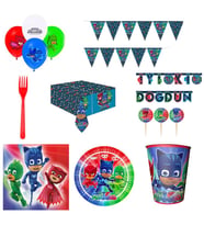 Pijamaske Pijamaskeliler Doğum Günü Parti Seti  16 Kişilik Full Set-