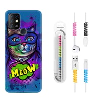INFINIX Hot 8 9 10 11S Hot 10 Play 10T Kılıf Kablo Koruma Spiral Silikon Super Meow 1715