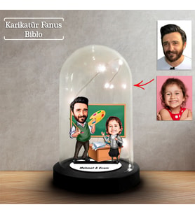 Kişiye Özel Karikatür Erkek Resim Öğretmeni  ve Öğrenci Tasarımlı Fanus Biblo, Öğretmene Hediye, Öğretmenler Günü, Öğretmenler Günü Hediyesi, FN224