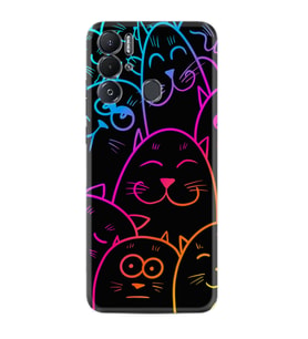Tecno Pova Neo Kılıf Silikon Desen Özel Seri Neon Cats 1790
