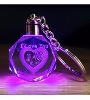 I Love You Kalp İçinde Gül Renk Değiştiren Kristal Anahtarlık