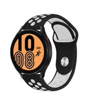 Huawei Honor Magic 2 46Mm 22mm Uyumlu Kordon Silikon Esnek Yumuşak Delikli Spor KRD-02 Kayış (Siyah - Beyaz)