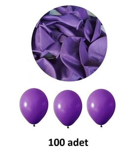 Mor Balon 12" - 30 cm Lateks Mor Renk Balon 100'lu Paket