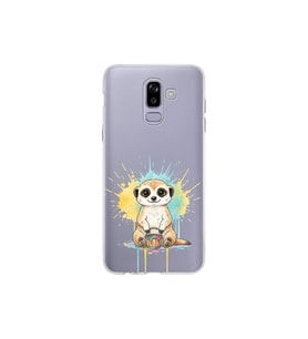 Samsung Galaxy J8 ile Uyumlu Splash Mirket Tasarımlı Şeffaf Silikon Kılıf