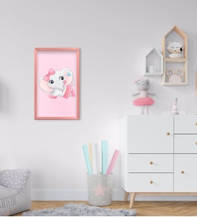 BK Home Sevimli Fil Tasarımlı Dekoratif Pembe Ahşap Çerçeveli Çocuk Odası Tablo-4