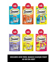 Dreamies Kedi Ödül Maması Karışık Paket 60 Gr X 36 Adet