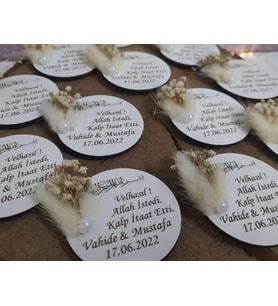 Kişiye Özel Ahşap Magnet Hatıra (Bej)