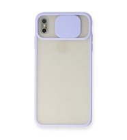 Apple İphone Xs Max Kılıf Palm Buzlu Kamera Sürgülü Silikon - Lila