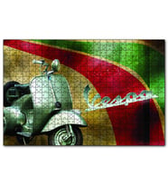 Cakapuzzle Gri Vespa Motorsiklet Vintage  Puzzle Yapboz MDF (Ahşap) (120 Parça)