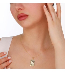 Kişiye Özel 925 Ayar Gümüş Tasarım The Lovers Tarot Kolye Sevgiliye Doğum Günü Hediye Takı (Gold)