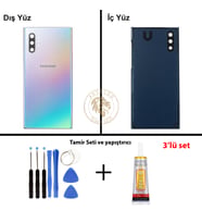 Samsung Note 10 Plus Aura Işıltısı Arka Pil Kapağı Batarya Kapağı + Yapıştırıcı ve Vida Seti