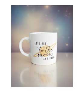 Love You To The Moon And Back Temalı Seramik Kupa
