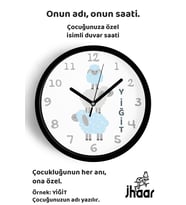 İsme Özel Sevimli Kuzular Çocuk Odası Duvar Saati Orta Boy 30 cm Siyah Camlı Sessiz