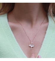 Allah Yazılı Beyaz Mine İşli Mini Zirkon Taşlı Rose Gold Kaplama Gümüş Kolye