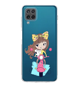 Samsung Galaxy A12  Kamera Korumalı  Kapak Vespagirl Tasarımlı  Şeffaf Kılıf